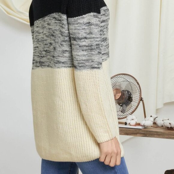 DAVI & DANI COLOURBLOCK THICK KNIT TURTLENECK SWEATER - Picture 9 of 10